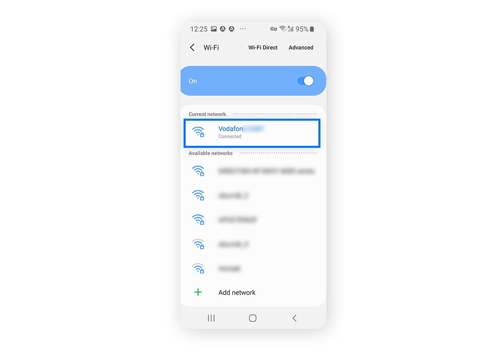 Wählen Sie das WLAN-Netzwerk aus, mit dem Sie verbunden sind.