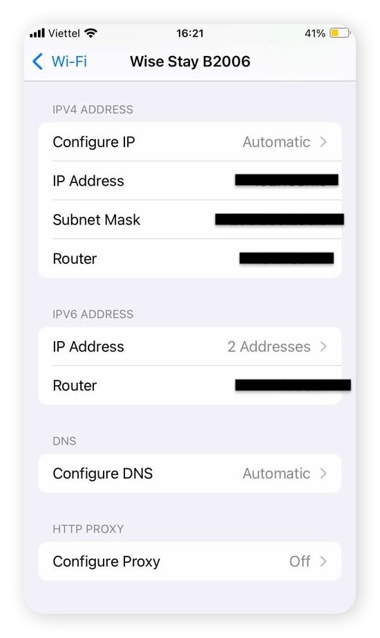 Menü zur manuellen Konfiguration von DNS auf dem iPhone
